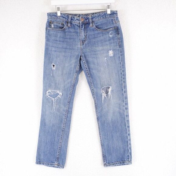 American Eagle Blue Factory Distressed Denim Jeans 4R 32/26 Mid Rise - Picture 1 of 13